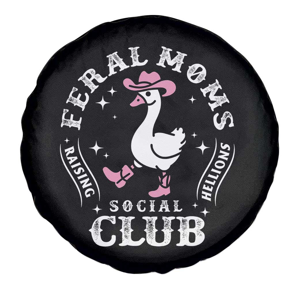 Feral Moms Raising Hellions Social Club Spare Tire Cover Funny Goose Pink Cowgirl Boots Hat TS14 Print Your Wear