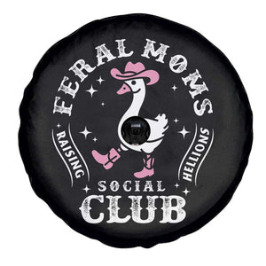 Feral Moms Raising Hellions Social Club Spare Tire Cover Funny Goose Pink Cowgirl Boots Hat TS14 Print Your Wear