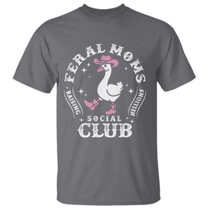 Feral Moms Raising Hellions Social Club T Shirt Funny Goose Pink Cowgirl Boots Hat TS14 Charcoal Print Your Wear