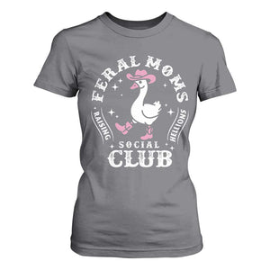 Feral Moms Raising Hellions Social Club T Shirt For Women Funny Goose Pink Cowgirl Boots Hat TS14 Charcoal Print Your Wear