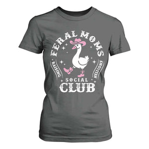 Feral Moms Raising Hellions Social Club T Shirt For Women Funny Goose Pink Cowgirl Boots Hat TS14 Dark Heather Print Your Wear