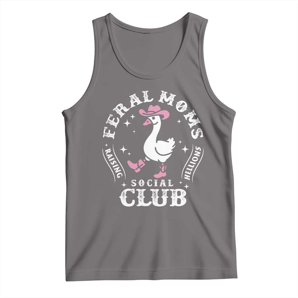 Feral Moms Raising Hellions Social Club Tank Top Funny Goose Pink Cowgirl Boots Hat TS14 Deep Heather Print Your Wear