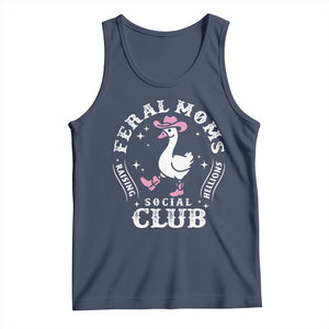 Feral Moms Raising Hellions Social Club Tank Top Funny Goose Pink Cowgirl Boots Hat TS14 Navy Print Your Wear