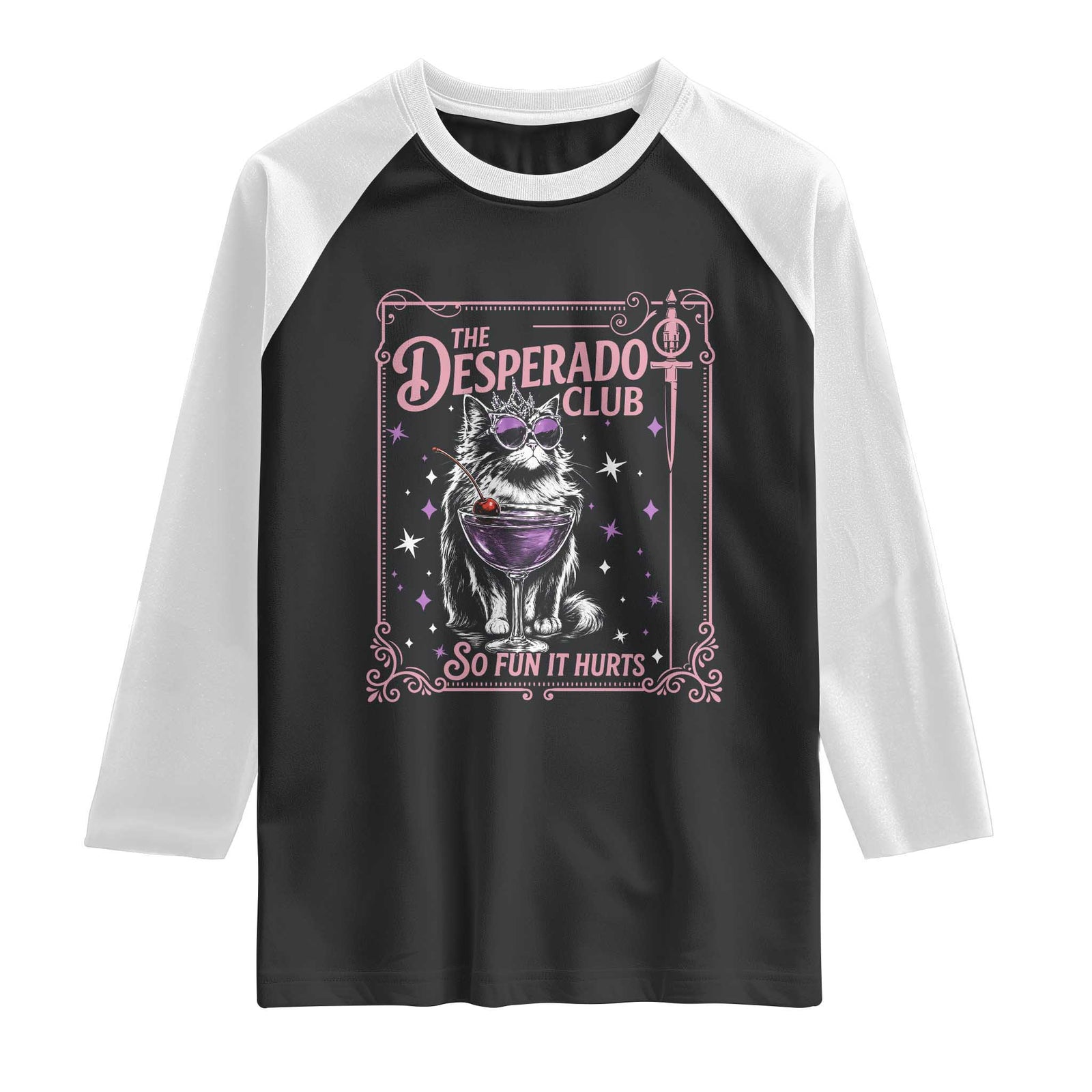 The Desperado Club Sign Sci-Fi Book Raglan Shirt Vintage Princess Cat Book Lover TS14 Black White Print Your Wear