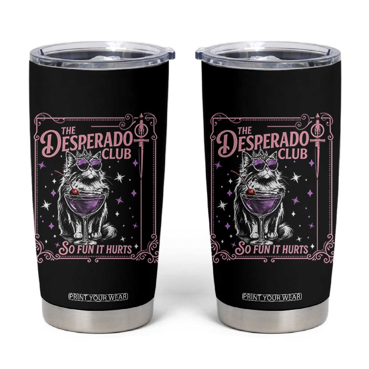 The Desperado Club Sign Sci-Fi Book Tumbler Cup Vintage Princess Cat Book Lover