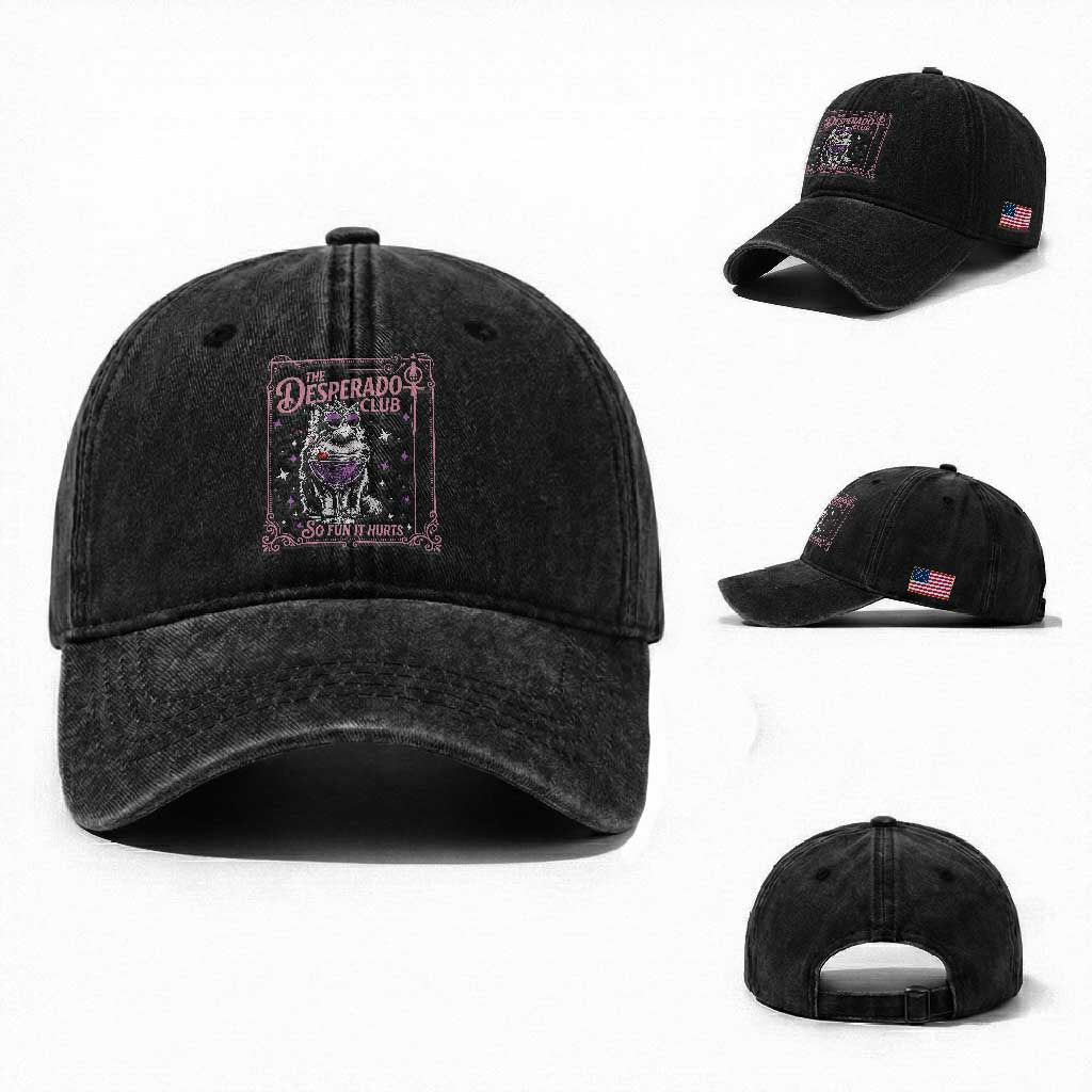 The Desperado Club Sign Sci-Fi Book Washed Cotton Baseball Cap Vintage Princess Cat Book Lover