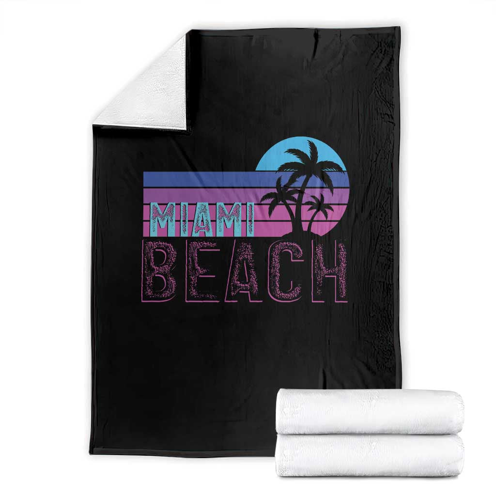 Vintage Miami Beach Throw Blanket Florida Proud Floridian Retro Palms Trees