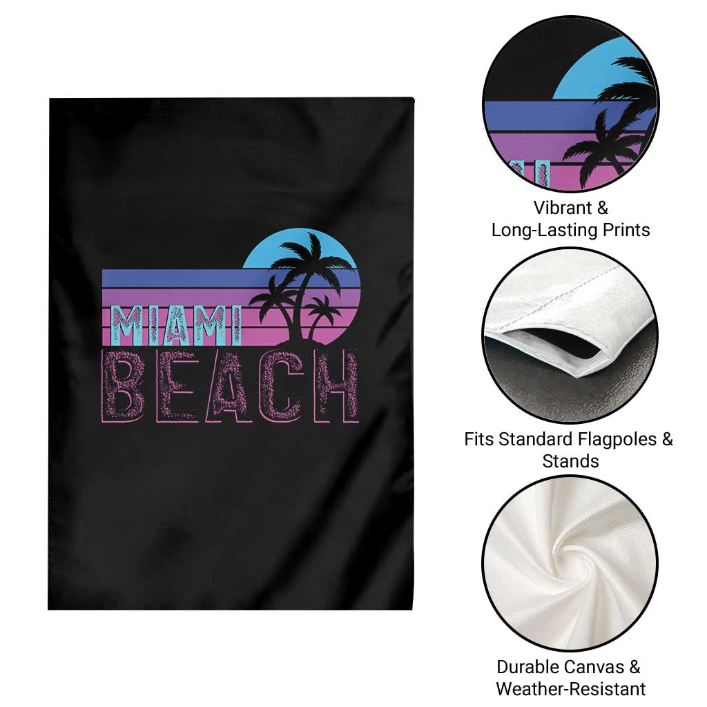 Vintage Miami Beach Garden Flag Florida Proud Floridian Retro Palms Trees