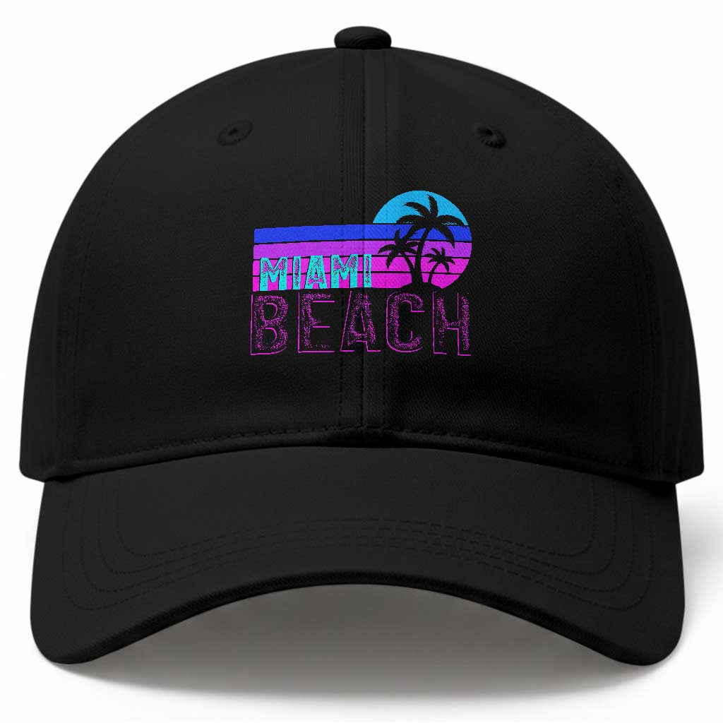 Vintage Miami Beach Baseball Cap Florida Proud Floridian Retro Palms Trees