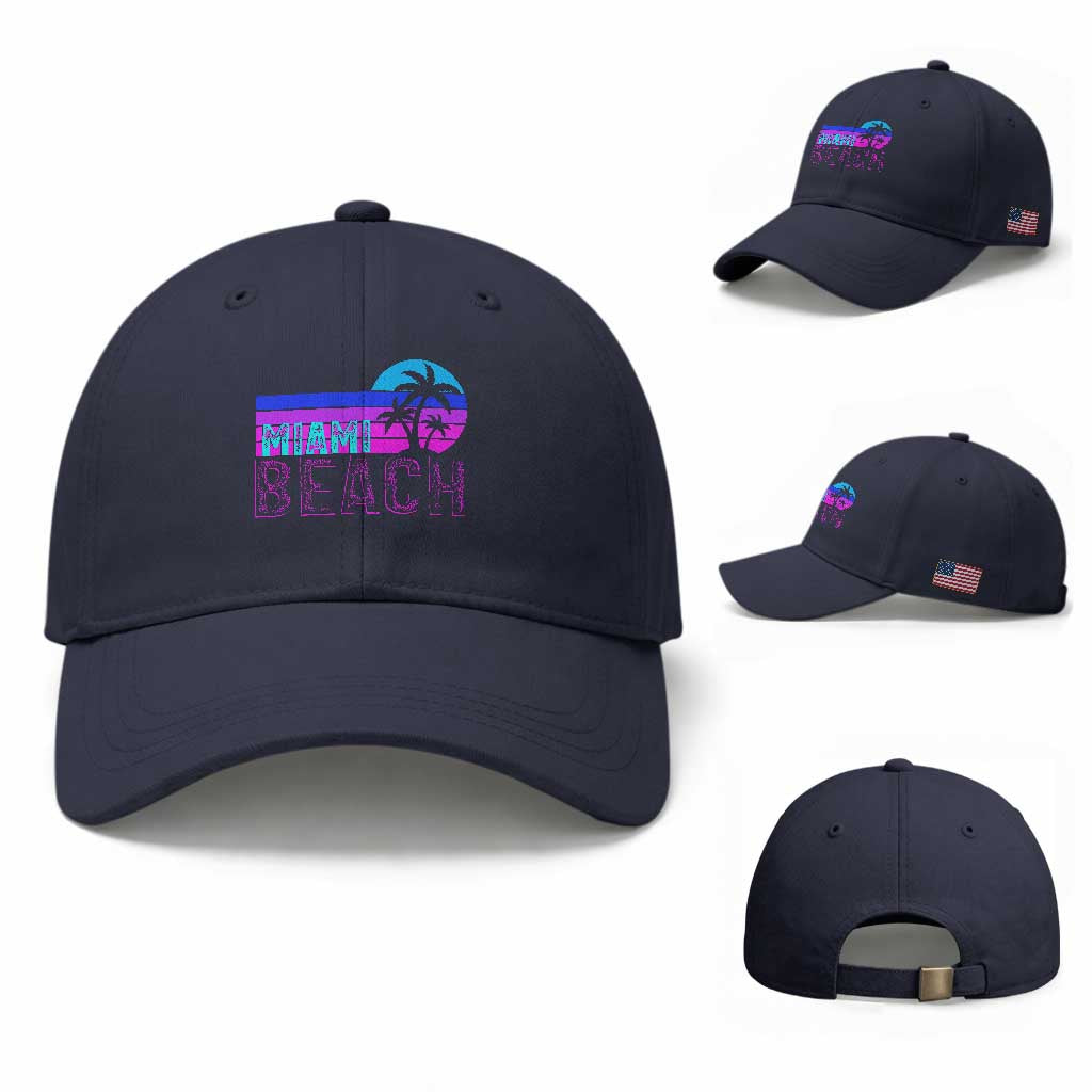 Vintage Miami Beach Baseball Cap Florida Proud Floridian Retro Palms Trees