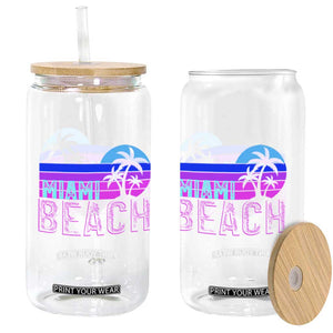 Vintage Miami Beach Glass Can Florida Proud Floridian Retro Palms Trees