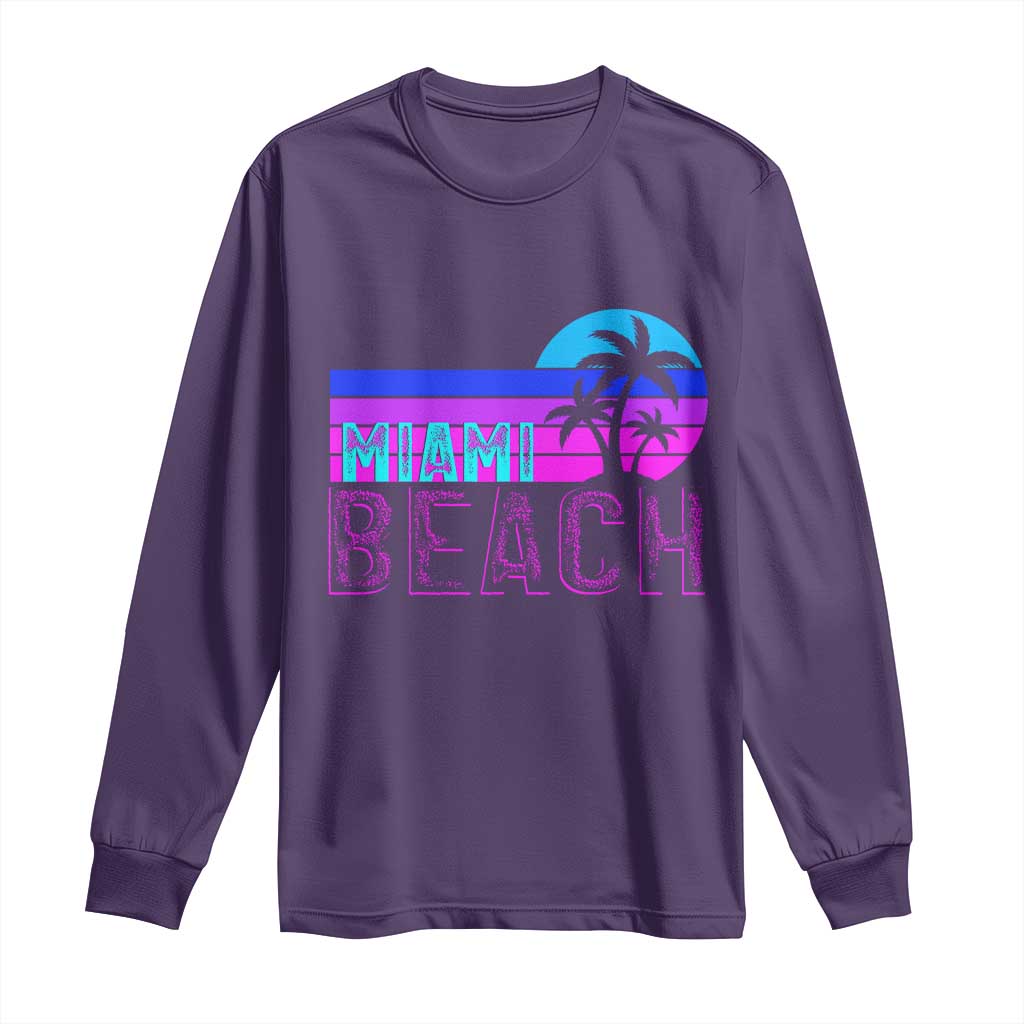 Vintage Miami Beach Long Sleeve Shirt Florida Proud Floridian Retro Palms Trees