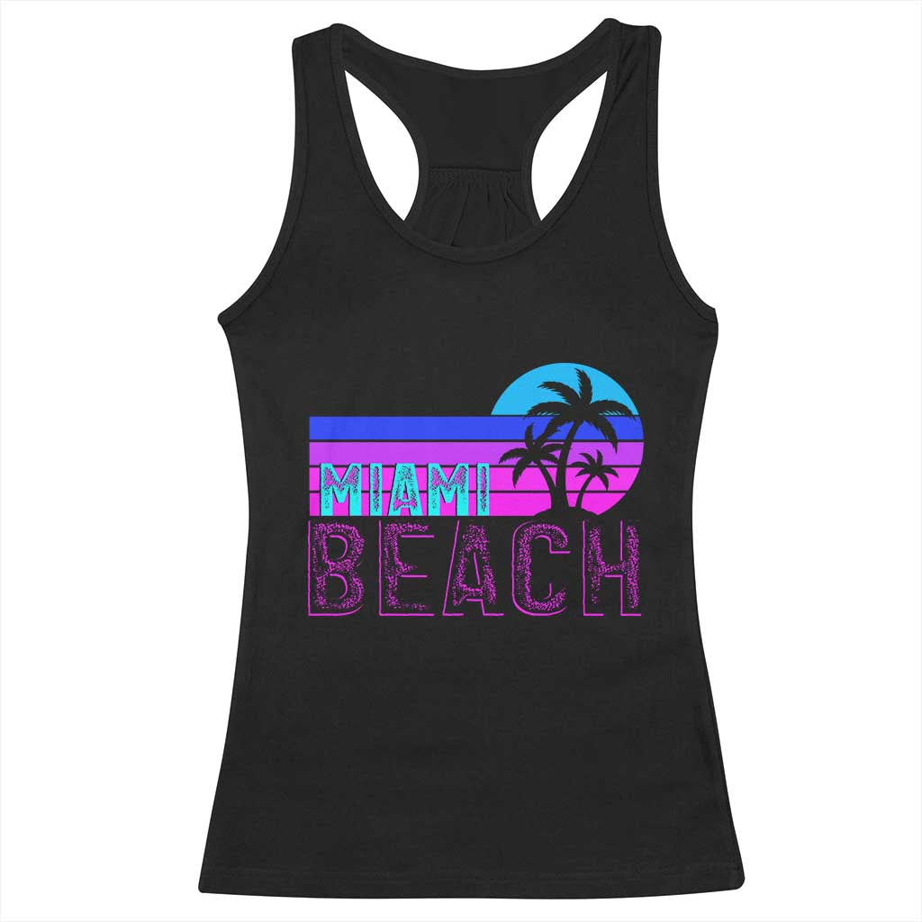 Vintage Miami Beach Racerback Tank Top Florida Proud Floridian Retro Palms Trees