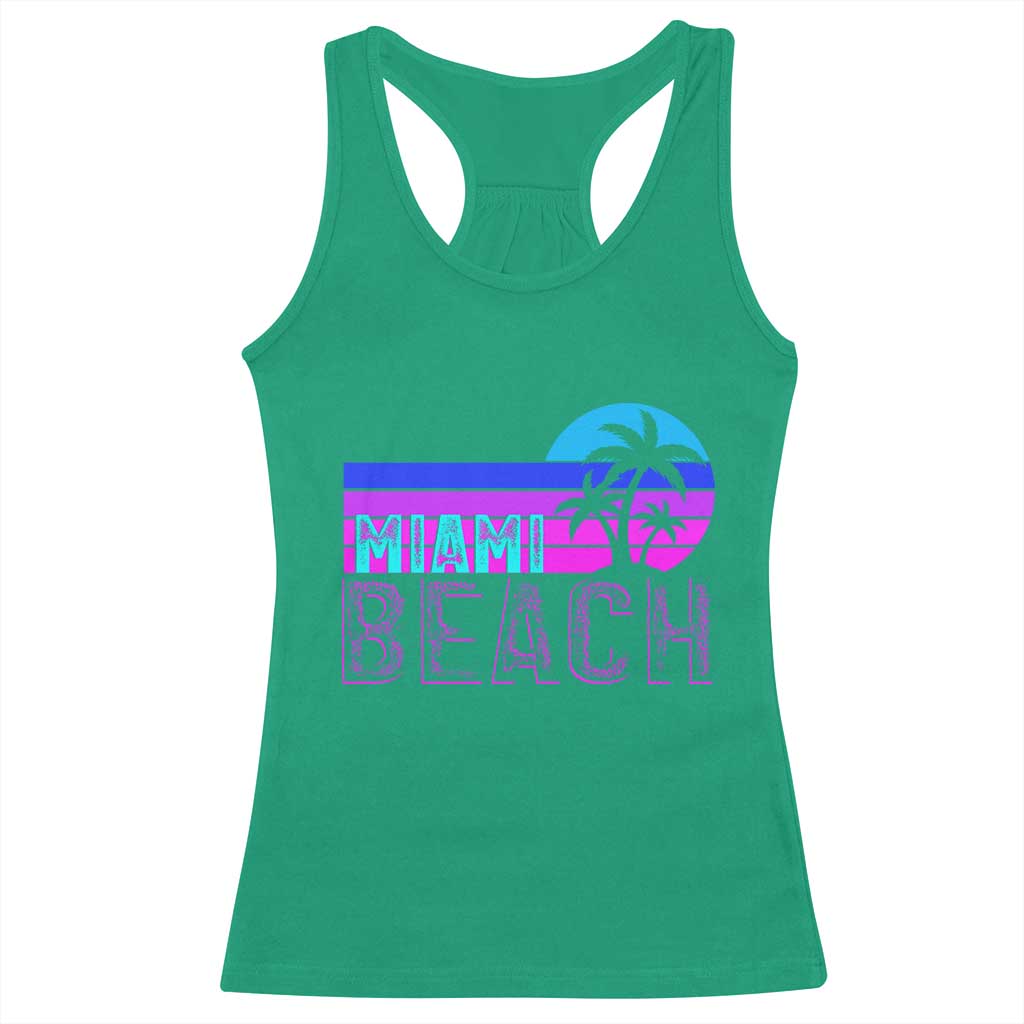 Vintage Miami Beach Racerback Tank Top Florida Proud Floridian Retro Palms Trees
