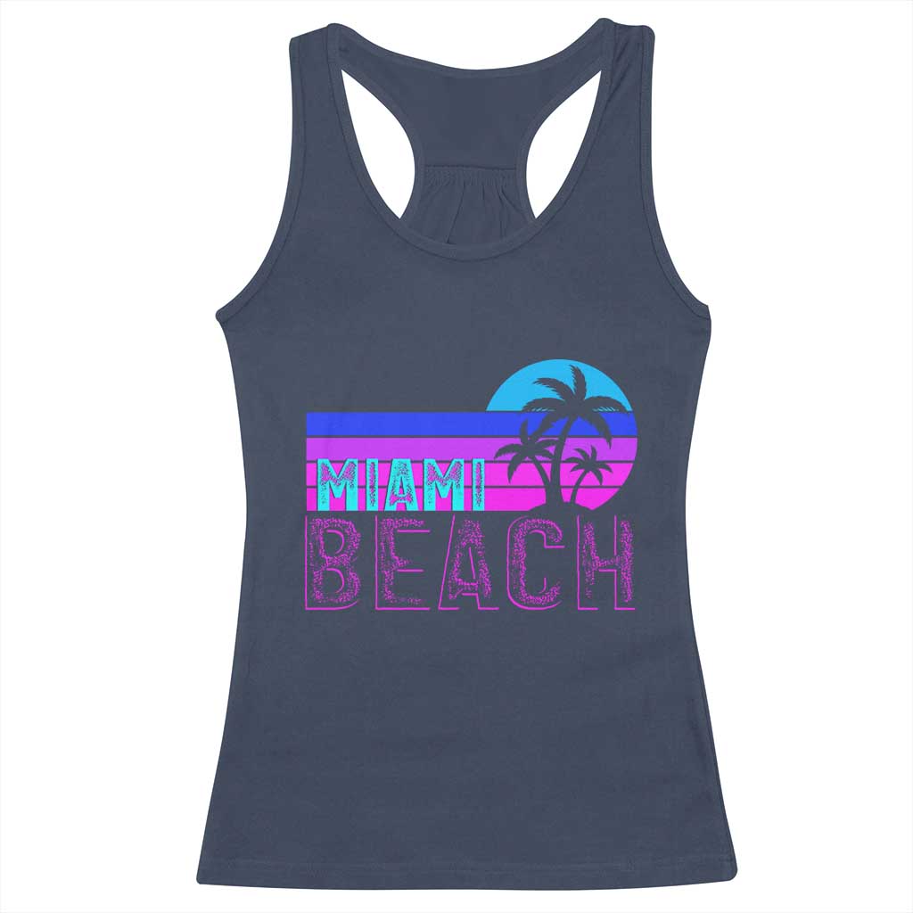 Vintage Miami Beach Racerback Tank Top Florida Proud Floridian Retro Palms Trees