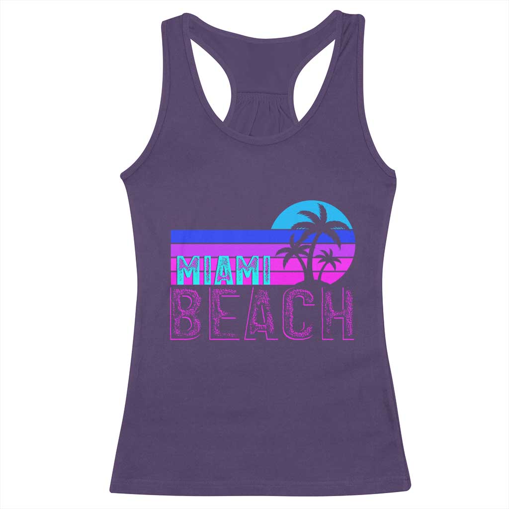 Vintage Miami Beach Racerback Tank Top Florida Proud Floridian Retro Palms Trees