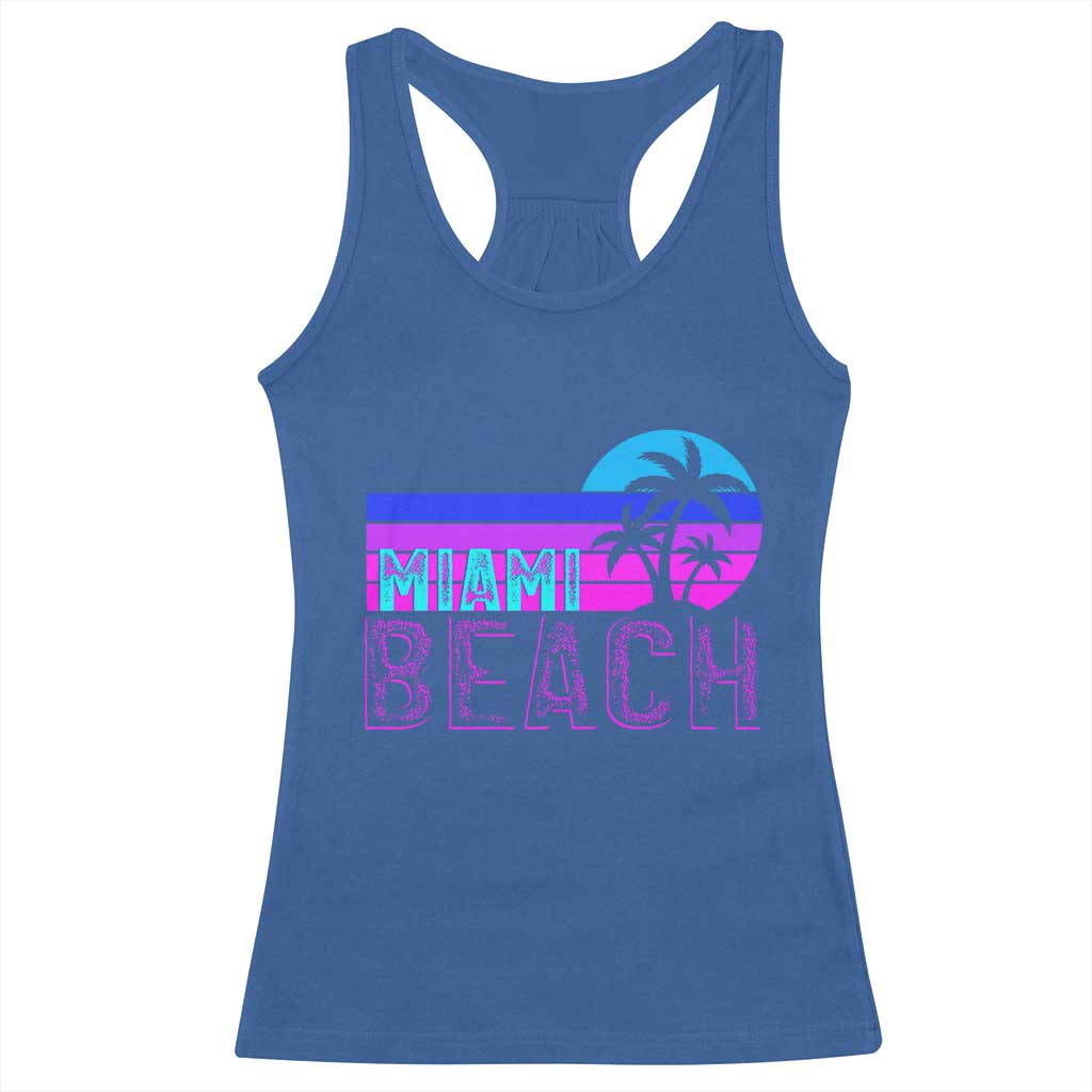 Vintage Miami Beach Racerback Tank Top Florida Proud Floridian Retro Palms Trees