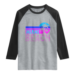 Vintage Miami Beach Raglan Shirt Florida Proud Floridian Retro Palms Trees