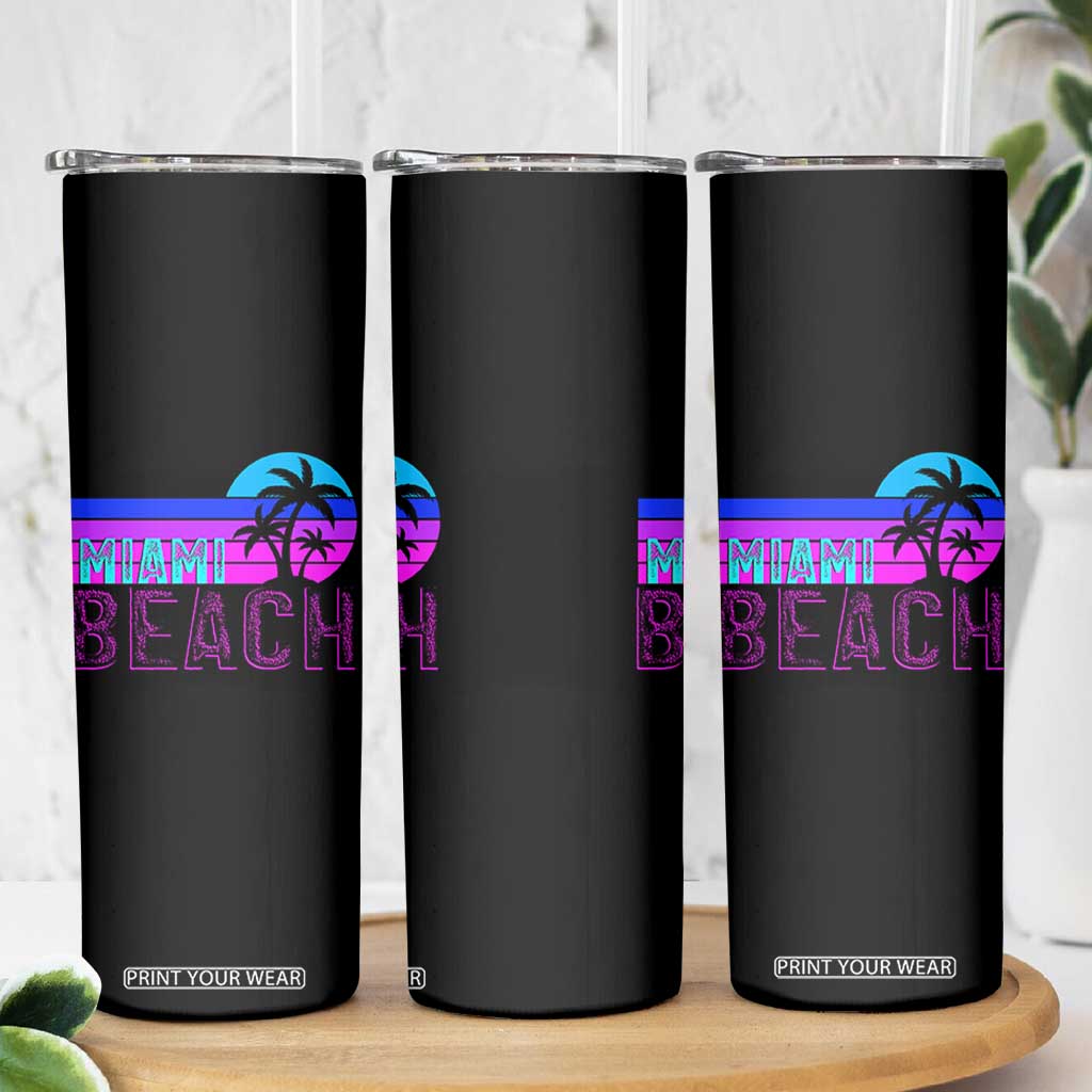 Vintage Miami Beach Skinny Tumbler Florida Proud Floridian Retro Palms Trees