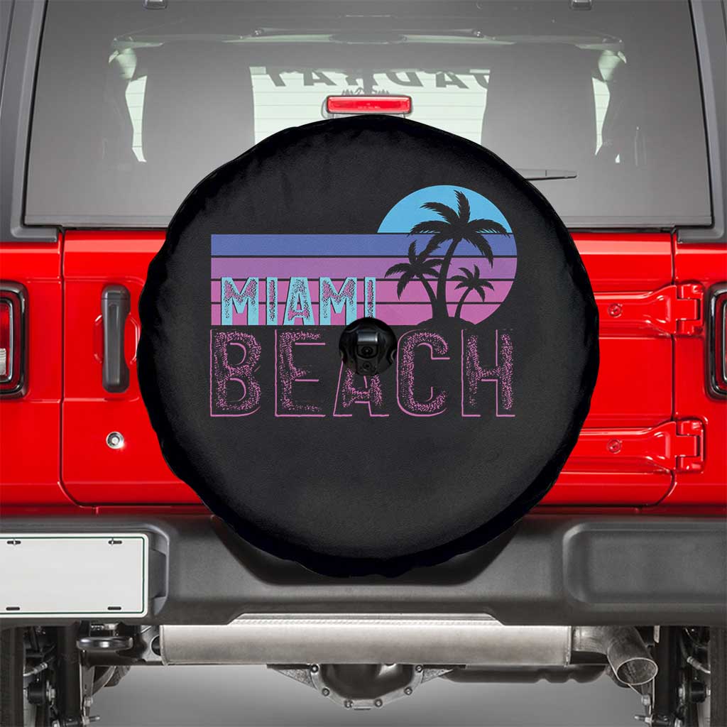 Vintage Miami Beach Spare Tire Cover Florida Proud Floridian Retro Palms Trees