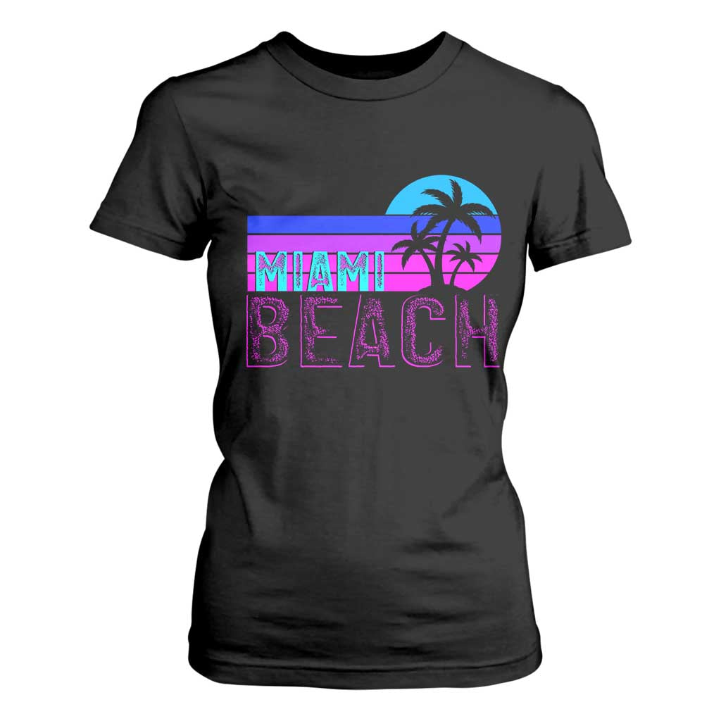 Vintage Miami Beach T Shirt For Women Florida Proud Floridian Retro Palms Trees TS14 Black Print Your Wear