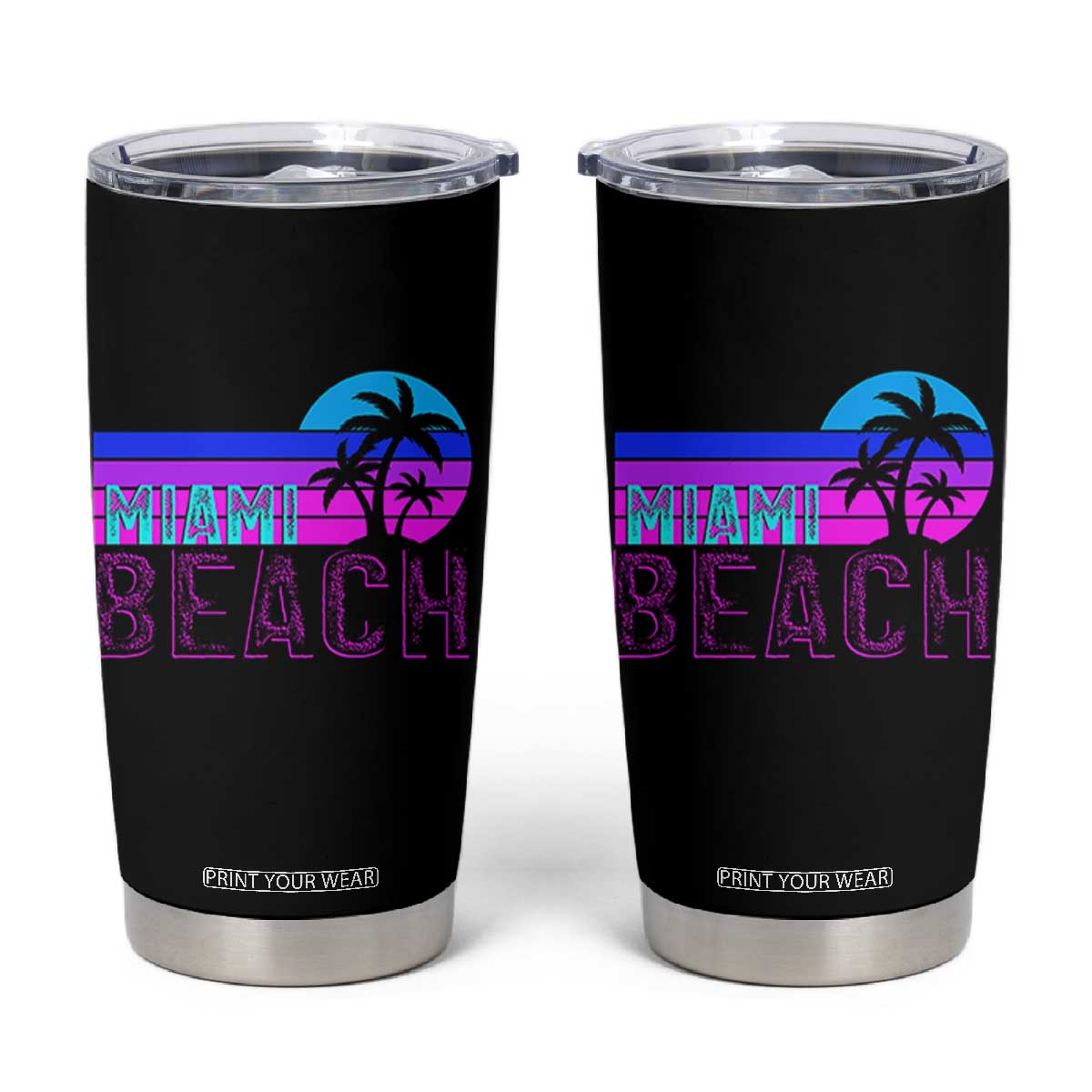 Vintage Miami Beach Tumbler Cup Florida Proud Floridian Retro Palms Trees