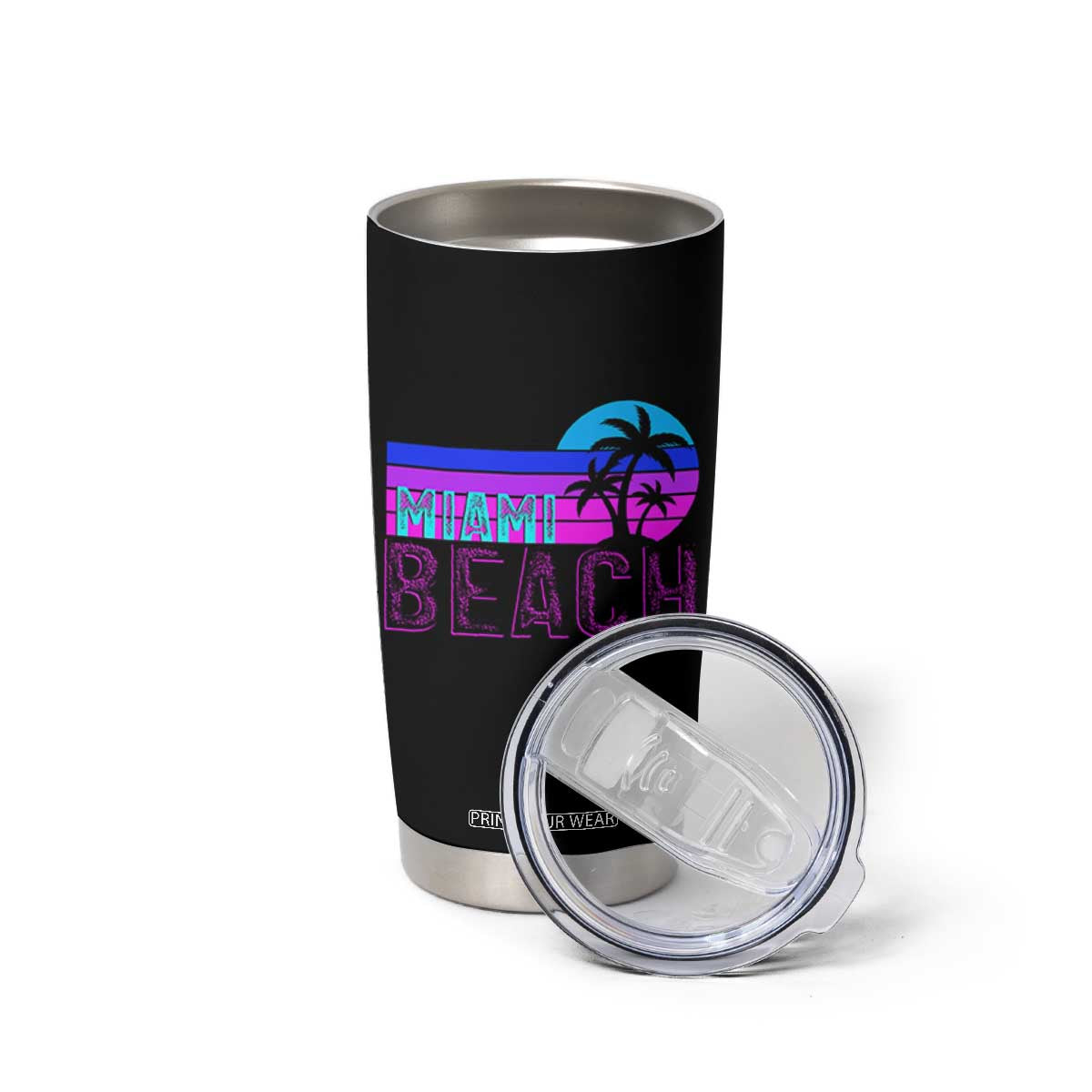 Vintage Miami Beach Tumbler Cup Florida Proud Floridian Retro Palms Trees