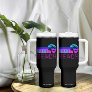 Vintage Miami Beach Tumbler With Handle Florida Proud Floridian Retro Palms Trees