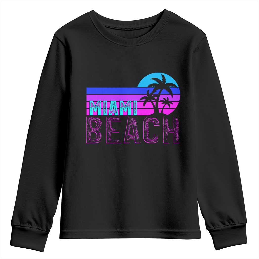 Vintage Miami Beach Youth Sweatshirt Florida Proud Floridian Retro Palms Trees TS14 Black Print Your Wear