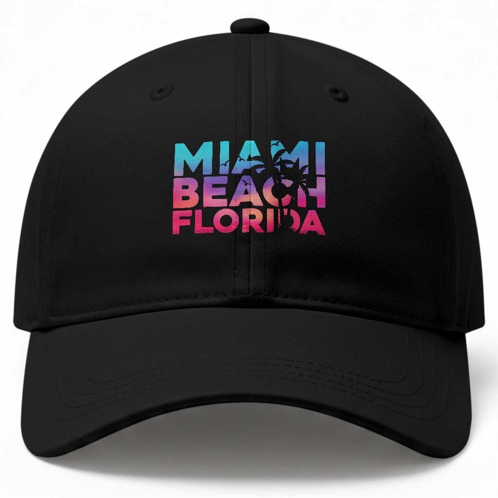 Miami Beach Florida Proud Baseball Cap Floridian Retro Palms Trees