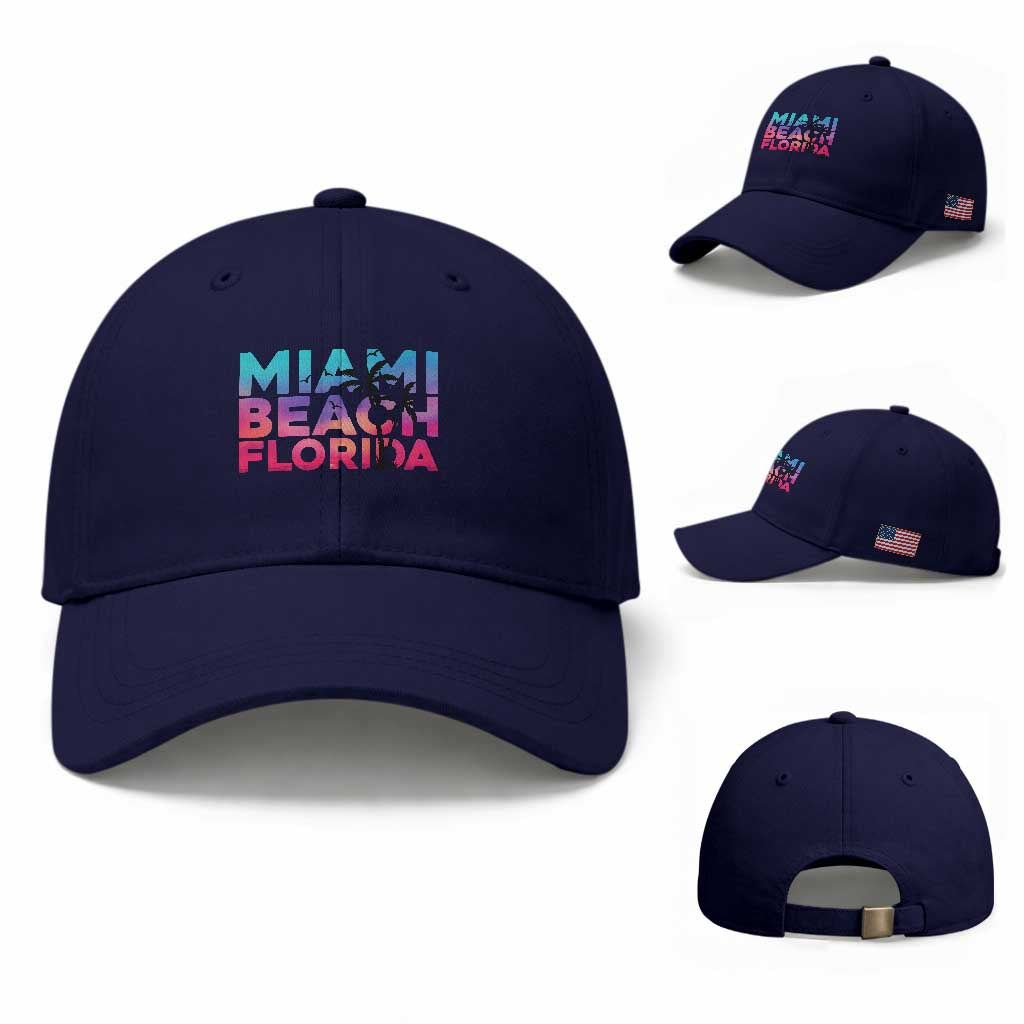 Miami Beach Florida Proud Baseball Cap Floridian Retro Palms Trees