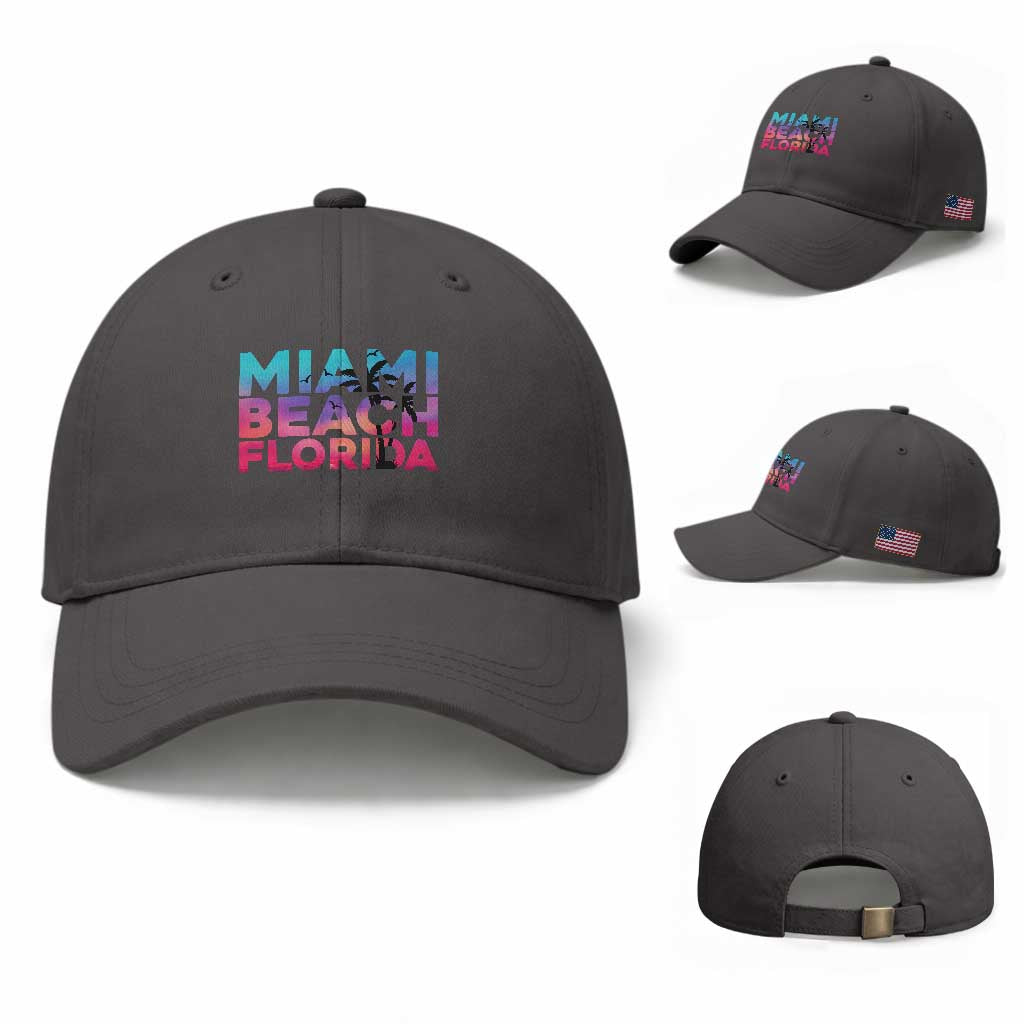 Miami Beach Florida Proud Baseball Cap Floridian Retro Palms Trees