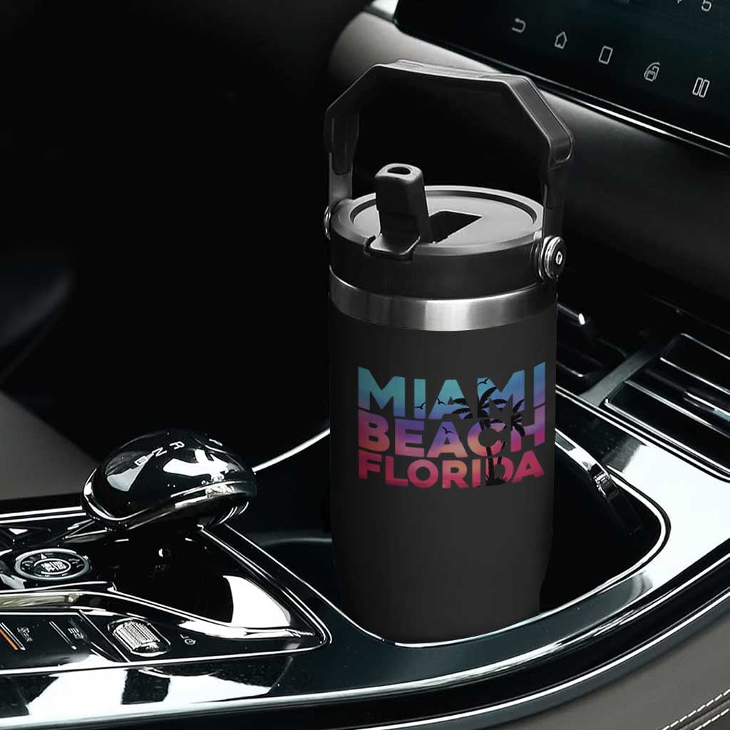 Miami Beach Florida Proud Flip Straw Tumbler Floridian Retro Palms Trees