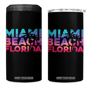 Miami Beach Florida Proud 4 in 1 Can Cooler Tumbler Floridian Retro Palms Trees