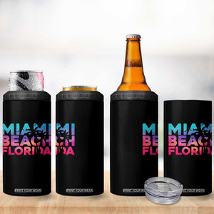 Miami Beach Florida Proud 4 in 1 Can Cooler Tumbler Floridian Retro Palms Trees