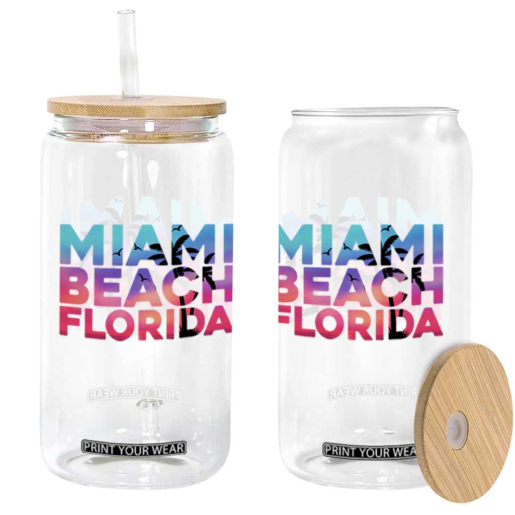 Miami Beach Florida Proud Glass Can Floridian Retro Palms Trees