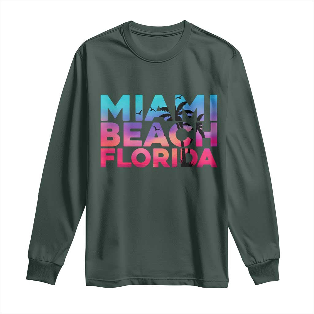 Miami Beach Florida Proud Long Sleeve Shirt Floridian Retro Palms Trees