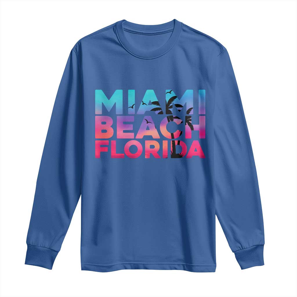 Miami Beach Florida Proud Long Sleeve Shirt Floridian Retro Palms Trees