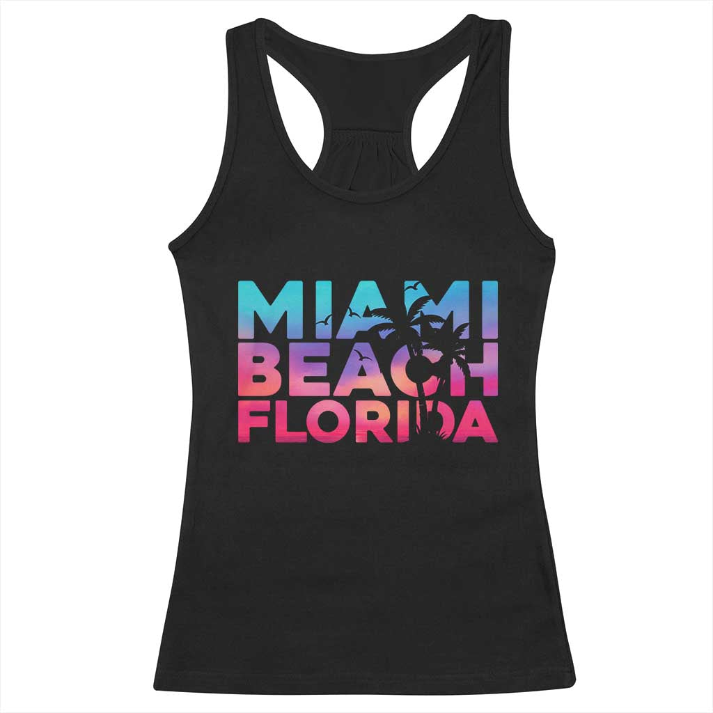 Miami Beach Florida Proud Racerback Tank Top Floridian Retro Palms Trees