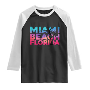 Miami Beach Florida Proud Raglan Shirt Floridian Retro Palms Trees