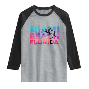 Miami Beach Florida Proud Raglan Shirt Floridian Retro Palms Trees