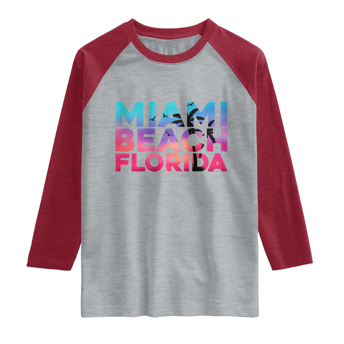 Miami Beach Florida Proud Raglan Shirt Floridian Retro Palms Trees