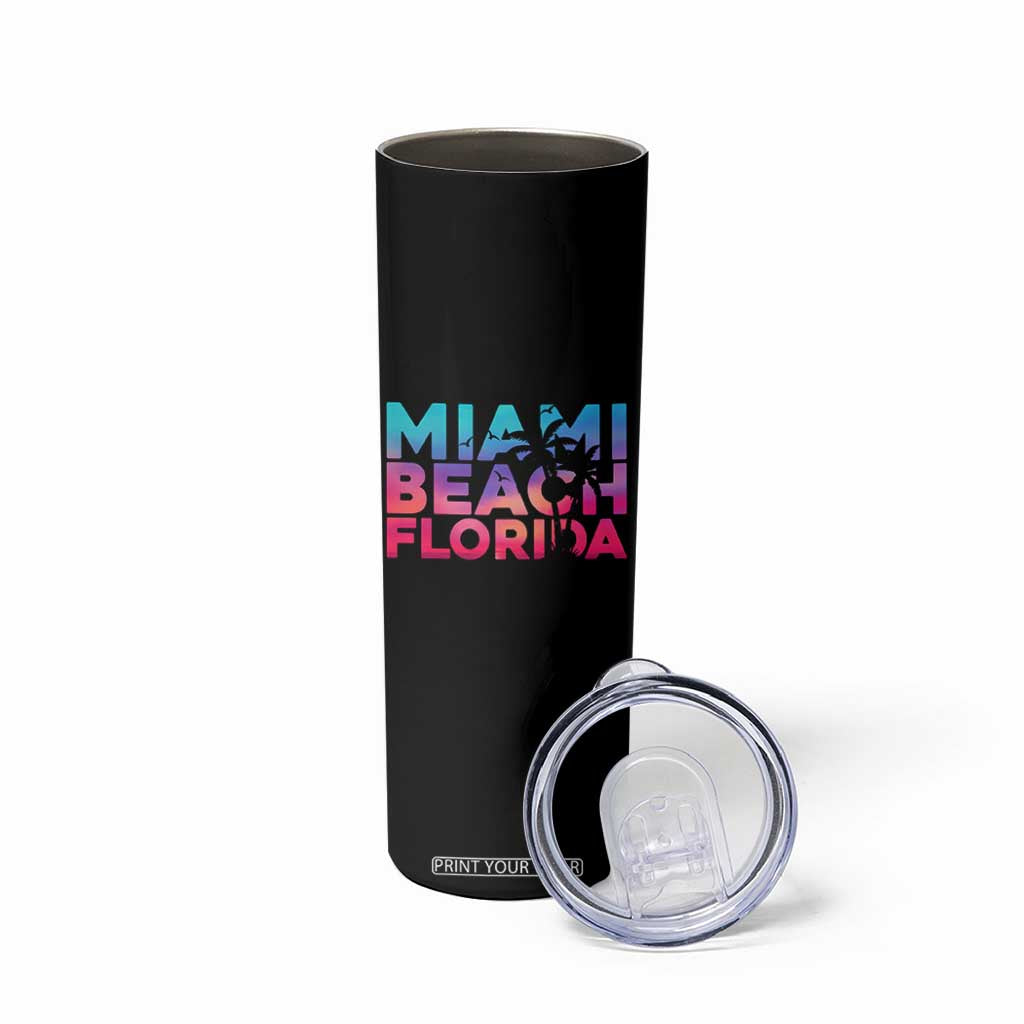 Miami Beach Florida Proud Skinny Tumbler Floridian Retro Palms Trees