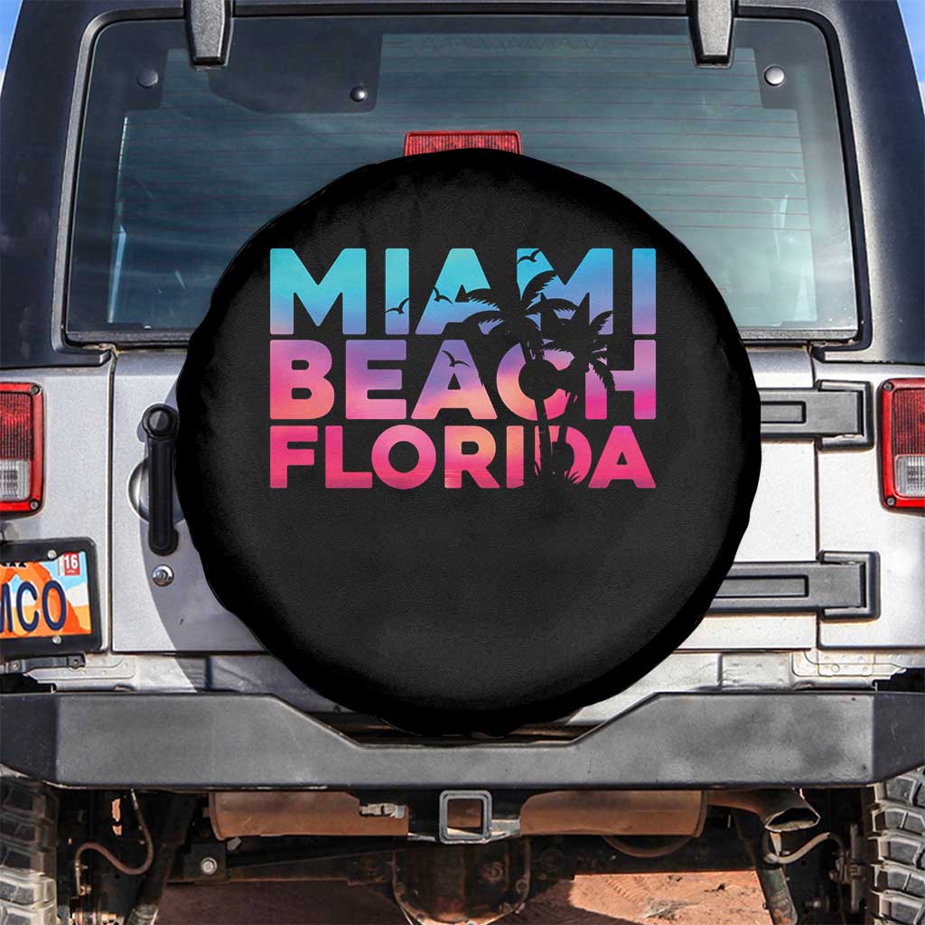 Miami Beach Florida Proud Spare Tire Cover Floridian Retro Palms Trees