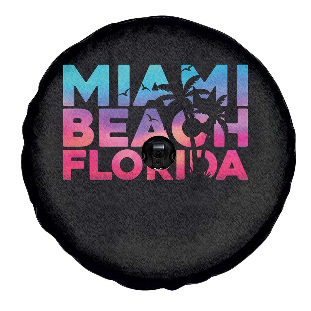 Miami Beach Florida Proud Spare Tire Cover Floridian Retro Palms Trees