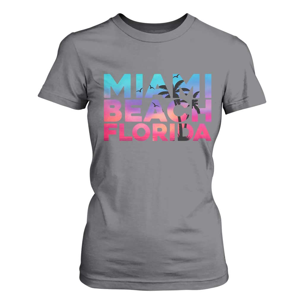 Miami Beach Florida Proud T Shirt For Women Floridian Retro Palms Trees