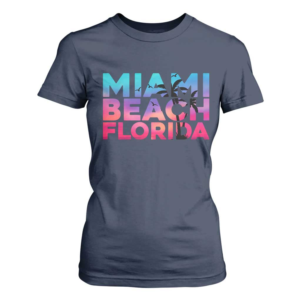 Miami Beach Florida Proud T Shirt For Women Floridian Retro Palms Trees