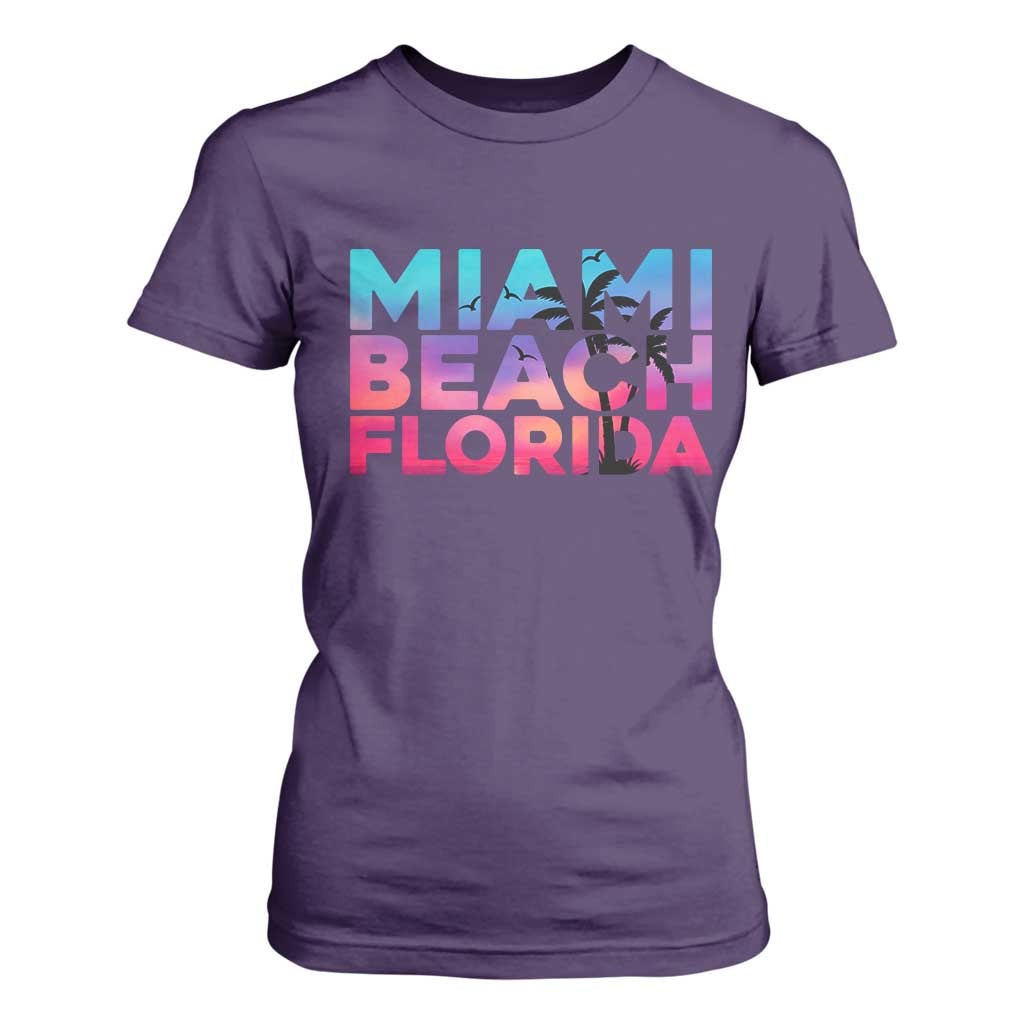 Miami Beach Florida Proud T Shirt For Women Floridian Retro Palms Trees