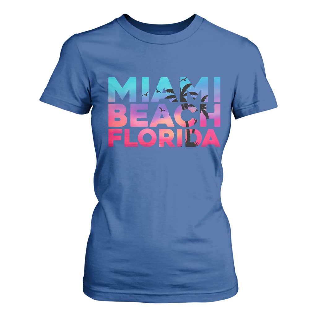 Miami Beach Florida Proud T Shirt For Women Floridian Retro Palms Trees