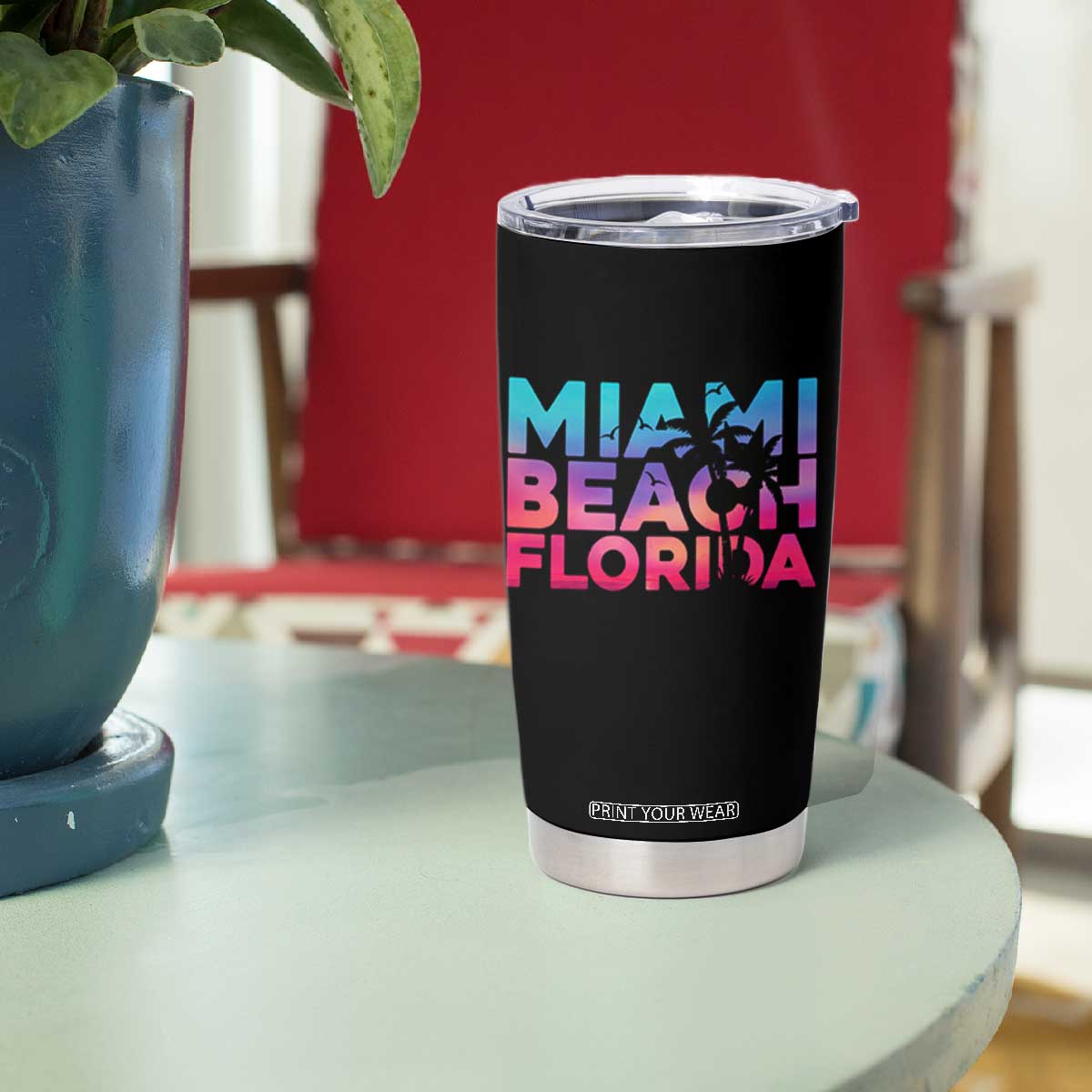 Miami Beach Florida Proud Tumbler Cup Floridian Retro Palms Trees